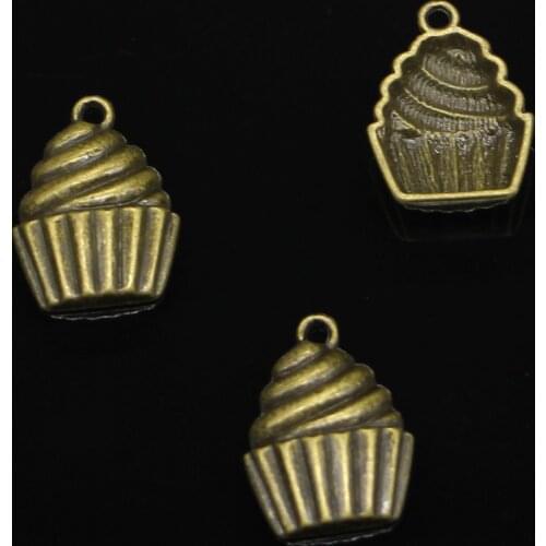 20pcs Antique Style Bronze Color cupcake ice cream Pendants Findings Charms 20*15mm