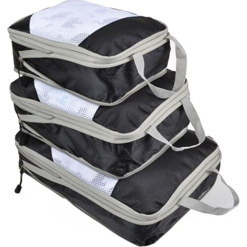 Quenya 3PCS/SET Waterproof Packing Cubes Cloths Organizer Travel Bag Compression Packing Cubes for Carryon Luggage Suitcase