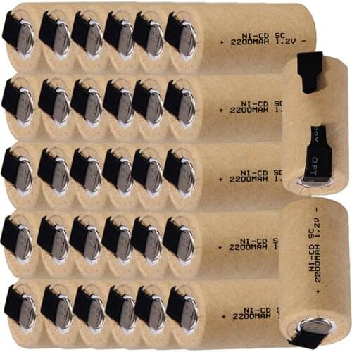 32 pcs SC battery 1.2V SUBC batteries rechargeable high drain 2200mah with tabs color random