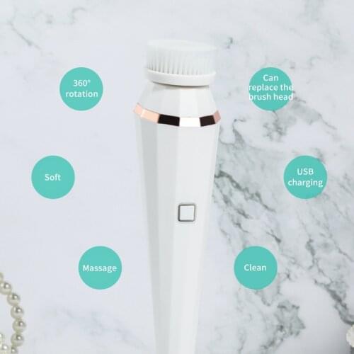 4 In 1 USB Rechargeable Electric Facial Cleansing Brush Soft Skin Care Portable Massager Face brush Deep Cleaning Device