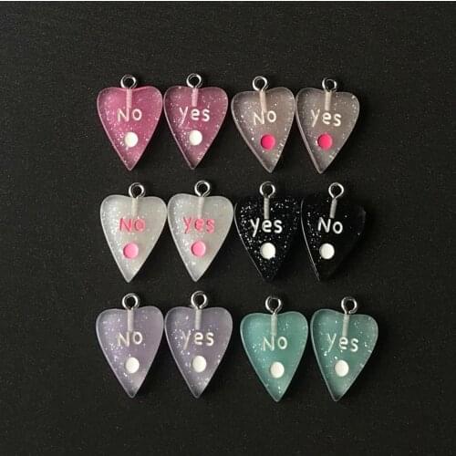 5pairs 16mm*20mm Multicolor Resin Flatback Yes or No Charms For Necklace Keychain Pendant DIY Making Accessories