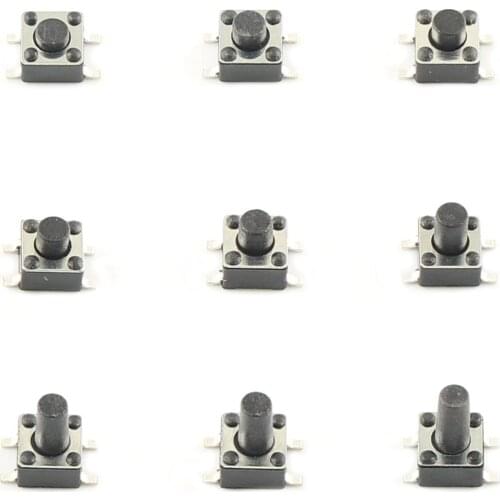 50pcs Micro Switch 4.5*4.5 Momentary SMT SMD Tactile Tact Push Button 4 Pin 4.5x4.5x3.8/4.3/4.5/4.8/5/6/7/8mm 3.8mm 4.3mm 4.5mm
