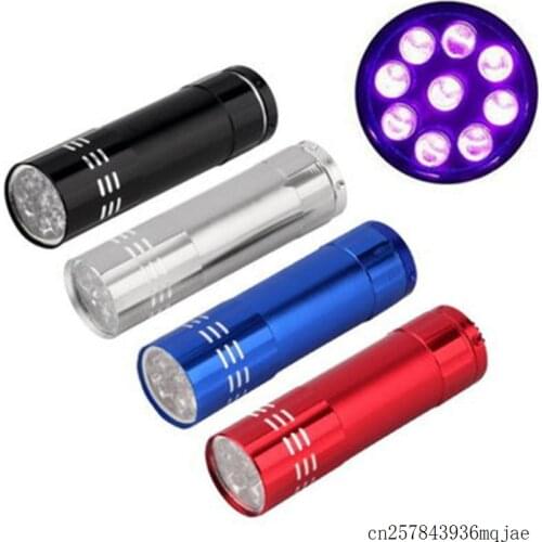 500pcs 9 LED Flashlight Mini UV Flash Light Lamps Ultra Violet Blacklight Torch Light Lamp