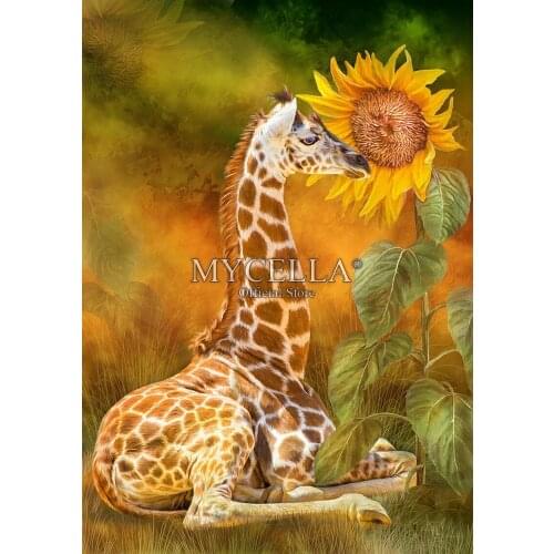 Diamond Embroidery Cross Stitch Kits Crafts Giraffe Sunflower 5D DIY Diamond Painting Full Round Needlework Mosaic Rhinestone