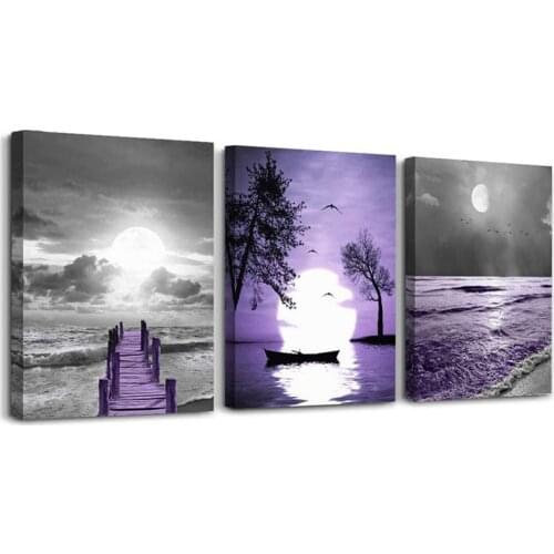 Full Square Round Diy Diamond Painting Black And White Ocean Purple Landscape Mosaic Cross Stitch Kits Room DecorationsZP-3123
