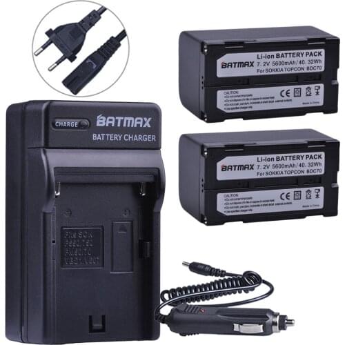 Batmax 2Pc 5600mAh BDC70 Li-ion Battery+Wall Charger for sokkia CX FX total station topcon ES OS total station