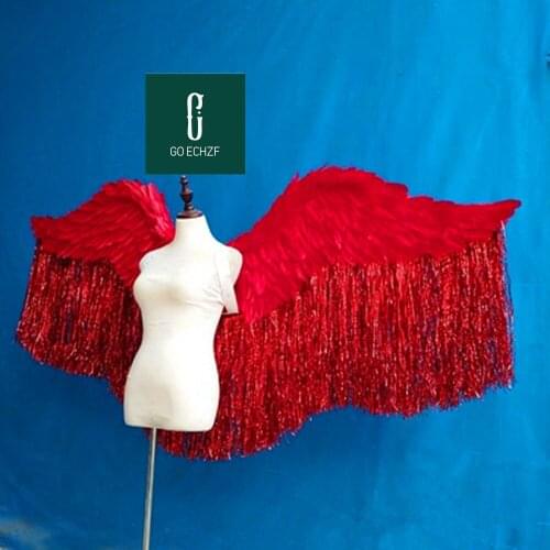 Bling Shiny Large Size Beautiful Golden Silver Angel Feather Wings T-stage Model Catwalk Shows props Party Performance Cosplay