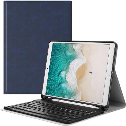 Keyboard Case For Apple New iPad Air (3rd Generation) 10.5"2019/iPad Pro 10.5 2017 with Apple Pencil Holder - Wireless Keyboard