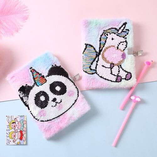 Diary A5 Notebook and Journal with Lock Cute Unicorn Diary Notepad Cat Note Book Office School Agenda Planner Girls Sketchbook