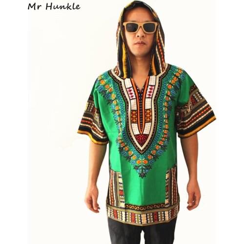 New Design Dashiki Hoodies Loose African Print Dashiki Fabric Hood Cotton Fashion Robe Clothing Kimono for Men
