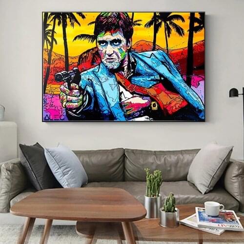 Graffiti Portrait Tony Montana Street Art Canvas Print Painting Abstract Figure Living Room Wall Picture Home Decoration Poster