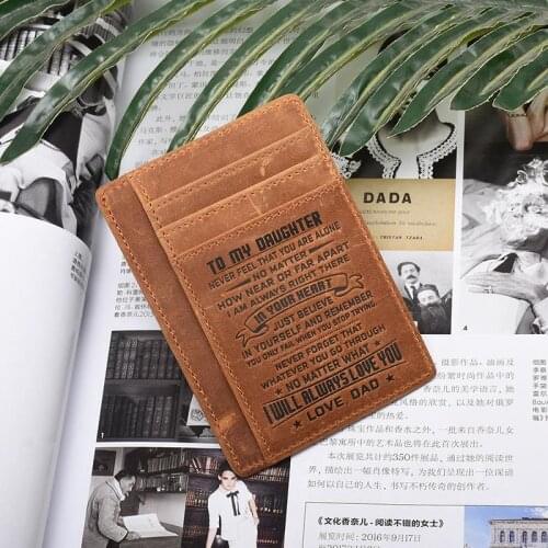 Men Women RFID Blocking Wallet Card Holder Business Small Wallet Purse Genuine Leather Credit ID Card Holder Wallet Gift Custom