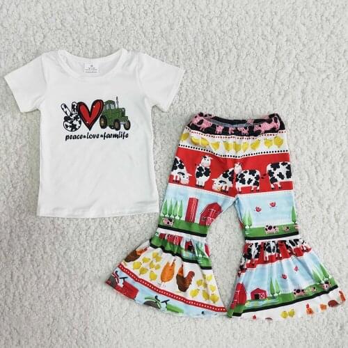 Hot Sale Kids Designer Clothes Girl Wholesale Boutique Clothing Toddler Baby Girls' Clothing Bell Bottom Pants Boutique Outfits