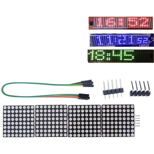 MAX7219 Dot Matrix Module Microcontroller 4 In One Display with 5P Line 4 in 1 Red/Green