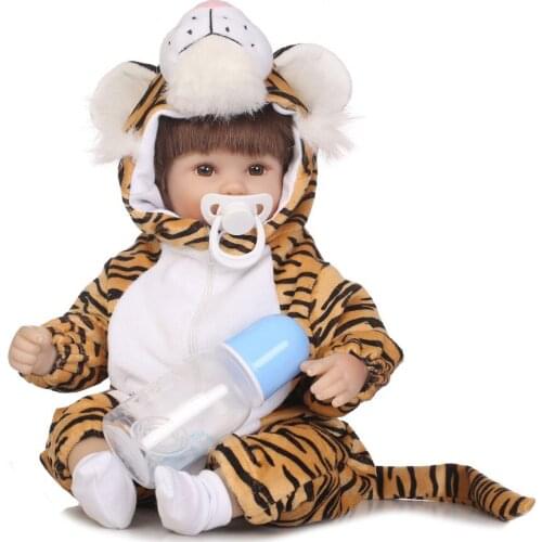 Reborn fashion baby girl silicone dolls 18" 40cm NPK tiger newborn baby dolls for kids gift bebe realistic reborn