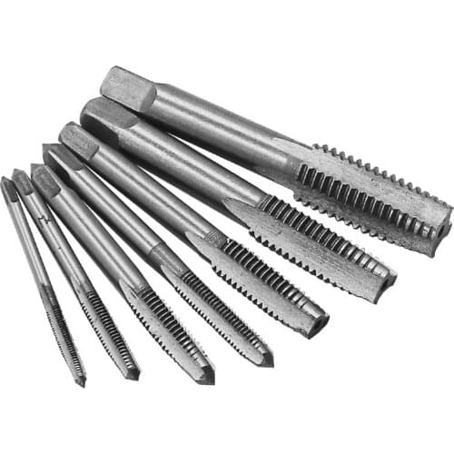 7pcs Set Drill Bit Kit Tap Screw Thread Metric Plugs Taps Set for Iron Steel Copper Aluminum Metalworking Tools