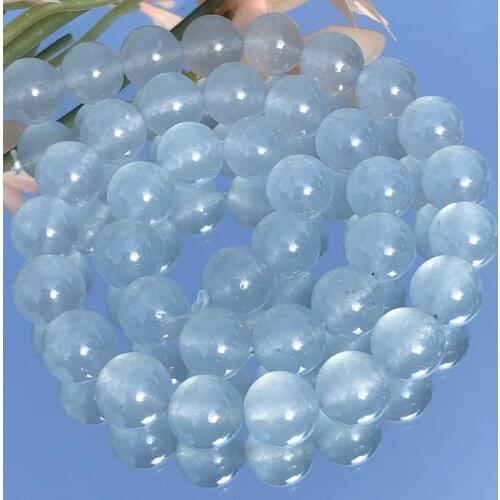 Natural Stone Lake Blue Chalcedony Jades Beads Loose Spacer Beads For Jewelry Making DIY Bracelet 15" 4 6 8 10 12mm Wholesale