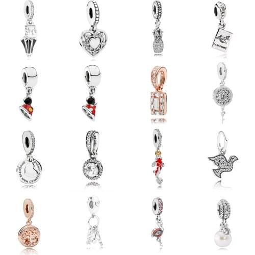 NEW 2021 100% 925 Sterling Silver Love Skirt Gem Charm Pendant Fit DIY Original Bracelet Fshion Jewelry Gift