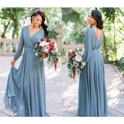 African Black Girls Bridesmaid Dress 2019 Chiffon Summer Country Garden Formal Wedding Party Guest Maid of Honor Gown Plus Size