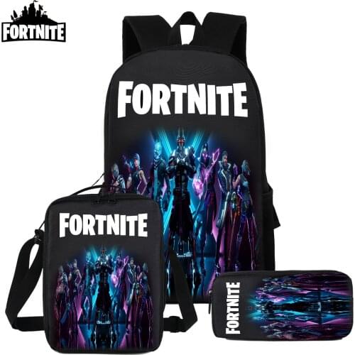 Hot Backpack Boy Fortnite Cartoon School Bags Kids Backpacks Pencil Case Lunch Bag 3pcs/Set Schoolbag for Children Boy Girl Gift
