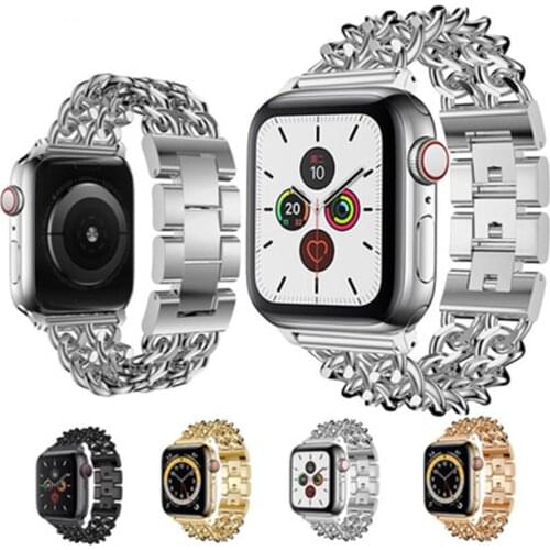 Stainless Steel Band for Apple Watch SE 40mm 44mm iwatch 6 5 4 Metal Cowboy Strap Bracelet 38mm 42mm Apple Watch Series 3 2 1