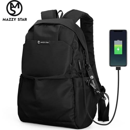Mazzy Star New School Fashion Men Backpack Bag Water Proof Backpack men External USB Charge Bag MS_936