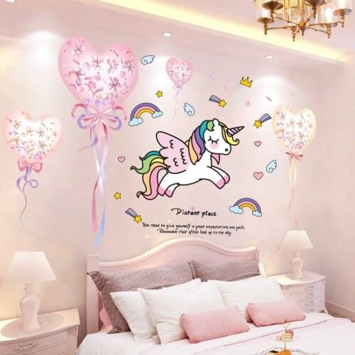 [SHIJUEHEZI] Cartoon Balloons Wall Stickers DIY Horse Animal Wall Decals for Kids Rooms Baby Bedroom Nursery Home Decoration