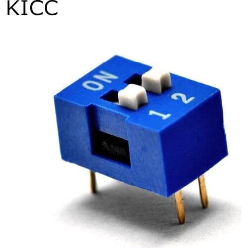 10Pcs Blue Toggle switch 2 Limit 2.54mm DIP4 Coding number switch DS-02