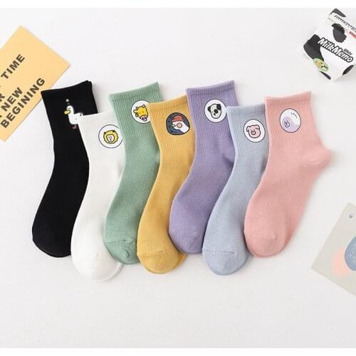 SP&CITY Korea Cartoon Animal Cotton Women Short Socks Cute Funny Patterned Breathable Sports Ankle Socks Streetwear Hipster