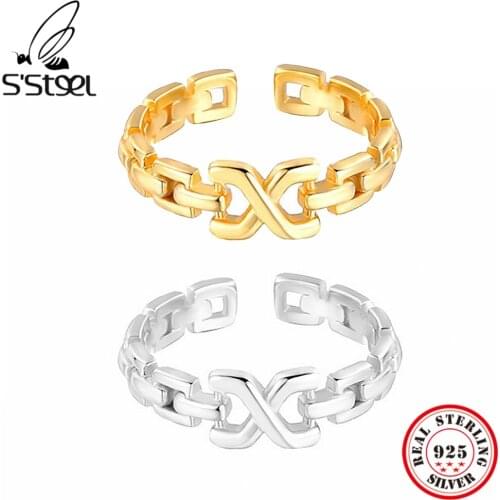 SSTEEL Sterling Silver 925 Ring Gifts For Women Gold Rings Aesthetic Y2k Accesories Party Adjustable 2021 Trend Fine Jewelry