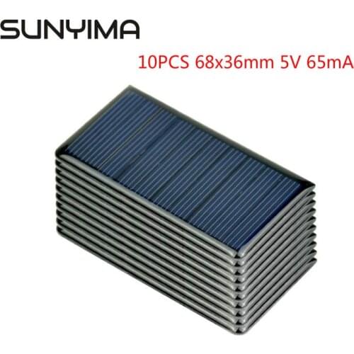 SUNYIMA 10Pcs 68x36mm 5V 65mA Mini Polycrystalline Silicon Painel Solar Panel China Sun Power Solar System Kit DIY Battery Charg