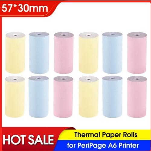 3-12 Roll Printable Thermal Paper Roll Thermal Paper 57*30mm for PeriPage A6 Thermal Printer PAPERANG P1/P2