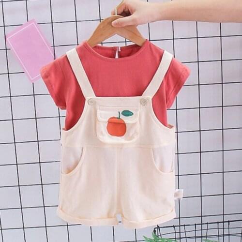 Top And Top Baby Clothing Sets Infants Newborn Boy Girl Clothes Shorts Sleeve Tops+Overalls 2PCS Outfits Summer Clothings