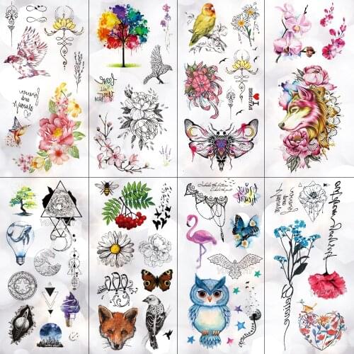 Unicorn Wolf Moth Universe Waterproof Temporary Tattoo Sticker Line Mountain Flash Tattoos Body Art Fake Arm tatoo Women