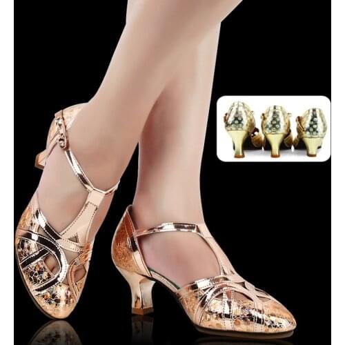 Womens Grete Leather Latin Dance Shoes 3.5/5.5/6.5CM Heel Soft Bottom Modern Shoes Ballroom Dancing Shoes For Spring And Autumn