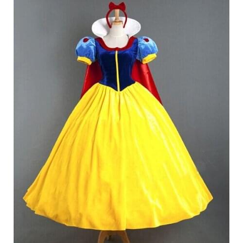 Women Adult Halloween Cartoon Princess Snow White Costume For Sale white snow princess With bustle