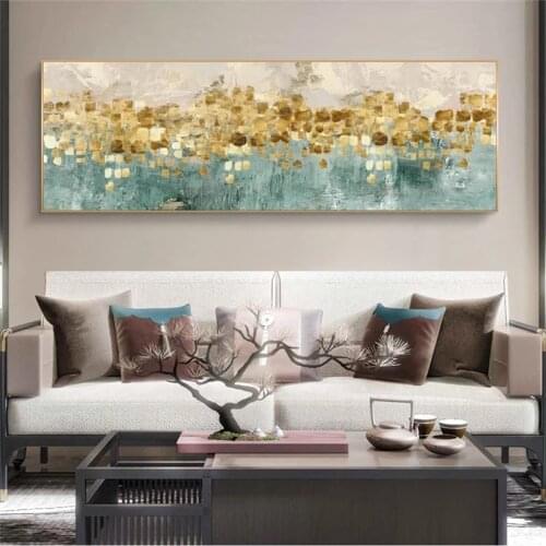 Golden Money Beach Modern Abstract Oil Painting on Canvas Posters and Prints Wall Art Pictures for Living Room Home Decor Cuadro
