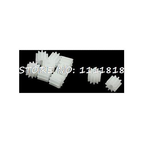 10 Pcs White Plastic 10 Teeth 2mm Shaft Dia DIY RC Model Gears