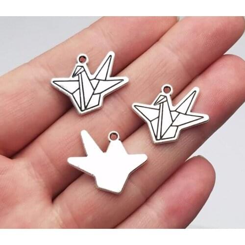 20pcs/lot--22x17mm, Antique silver plated Paper crane charms,DIY supplies,Jewelry accessories