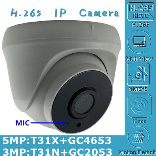 3/5MP Integrate MIC Audio IP Ceiling Dome Camera Indoor T31N+GC2053 2304*1296 T31X+GC4653 2592*1904 NigthVison Onvif Raidator