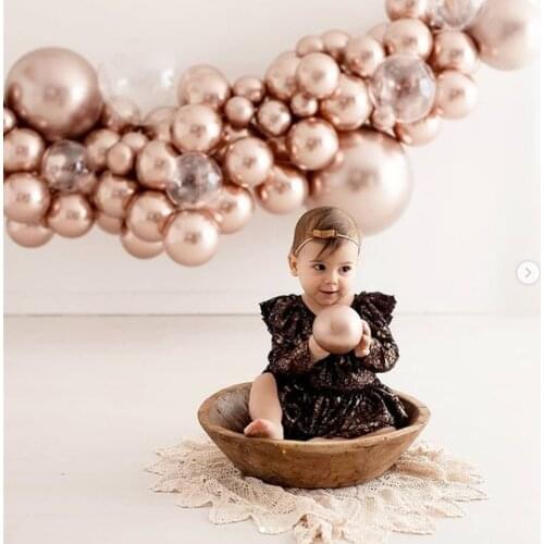 30pcs 5 inch Chrome Metallic Rose Gold Latex Balloons Metal Pink Gold Silver Balloon Wedding Birthday Party Decorations Kids Toy