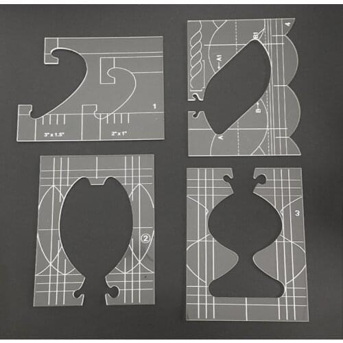 4Pcs Sewing Ruler Template Set Quilting Ruler Border Sampler Template Patchwork Measure Curve Ruler for Clothing Sewing Machine