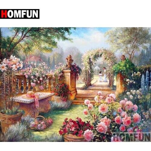 HOMFUN Full Square/Round Drill 5D DIY Diamond Painting "Flower landscape" Embroidery Cross Stitch 5D Home A08056
