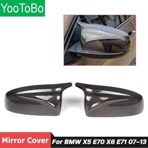 Mirror Cover Rear View Side ABS Carbon Fiber For BMW X5 E70 X6 E71 2008 -2013 Car Replacement Cap Black shell car accessories