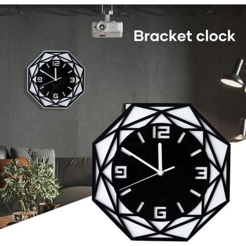 Geometric Hollow Wall Clock Modern Simple Style Acrylic Hanging Clock for Home Bedroom Silent Scanning 30*30cm XH8Z