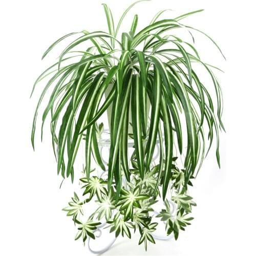 65cm 5 Heads Artificial Plants Wall Hanging Chlorophytum Green Plants PVC Fake Flower Simulation Leaves Home Garden Decor