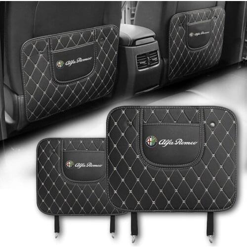 Car Seat Back Anti Kick Pad Leather Scratch Mat For Alfa Romeo 159 Giulietta 147 Mito Giulia 156 166 GT Stelvio Tonale 4C 8C