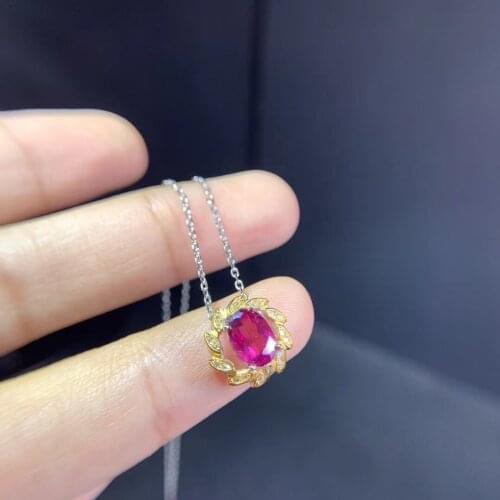 2021 lucky gem pink topaz gemstone pendant for girl silver necklace jewelry natural gem lovely ornament Valentine gift