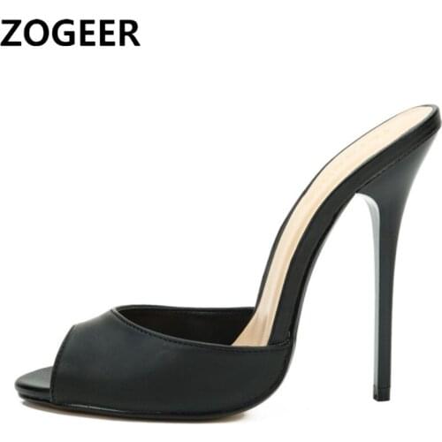 Summer Women Slippers Female Shoes Peep Toe Stilettos Heels Mules Large Size Sexy High Heels Mules Shoes Woman Popular Fashion