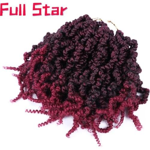 Full Star 10" Pre-twisted Bob Spring Twist Crochet Braids 15 Strands/Pack Short Passion Twist Pre-looped Curly Synthetic Hair
